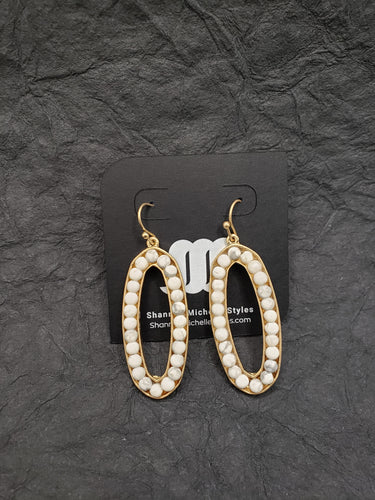 Howlite Gold Rimmed Earrings