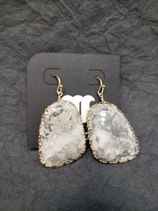 Gold and Gray Agate Earrings