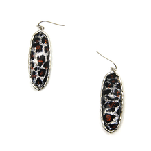 Load image into Gallery viewer, Leopard Oval Drop Earrings