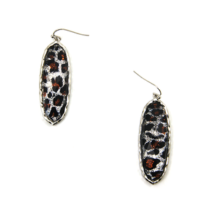 Leopard Oval Drop Earrings