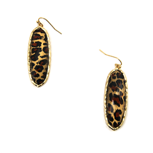 Load image into Gallery viewer, Leopard Oval Drop Earrings